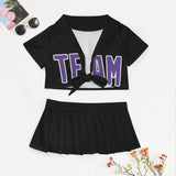 Custom Black Light Purple Cheerleading Uniform Set