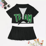 Custom Black Emerald Green Cheerleading Uniform Set