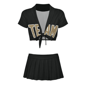 Custom Black Light Khaki Cheerleading Uniform Set