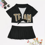 Custom Black Light Khaki Cheerleading Uniform Set