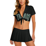 Custom Black Blue Green Cheerleading Uniform Set
