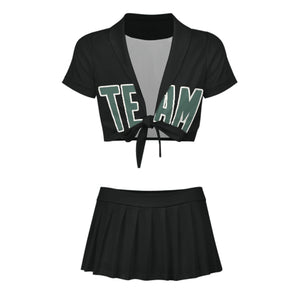 Custom Black Blue Green Cheerleading Uniform Set