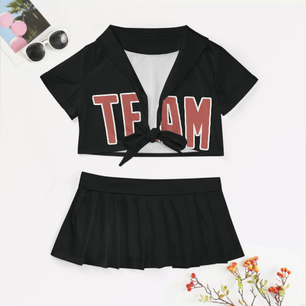 Custom Black Copper Rose Cheerleading Uniform Set