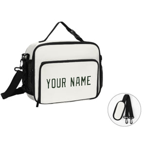Custom White Dark Green Lunch Bag