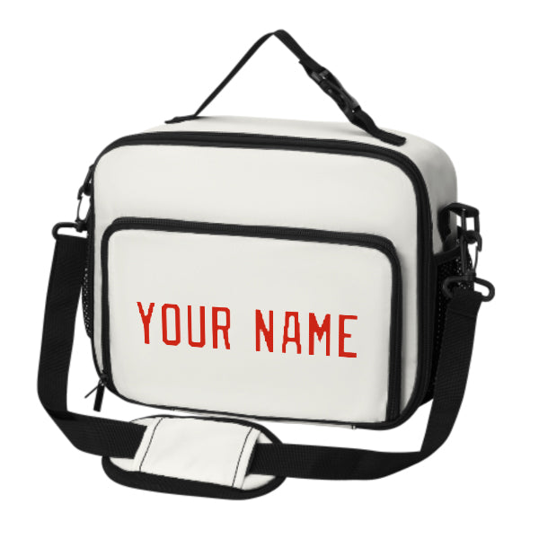 Custom White Orange Red Lunch Bag