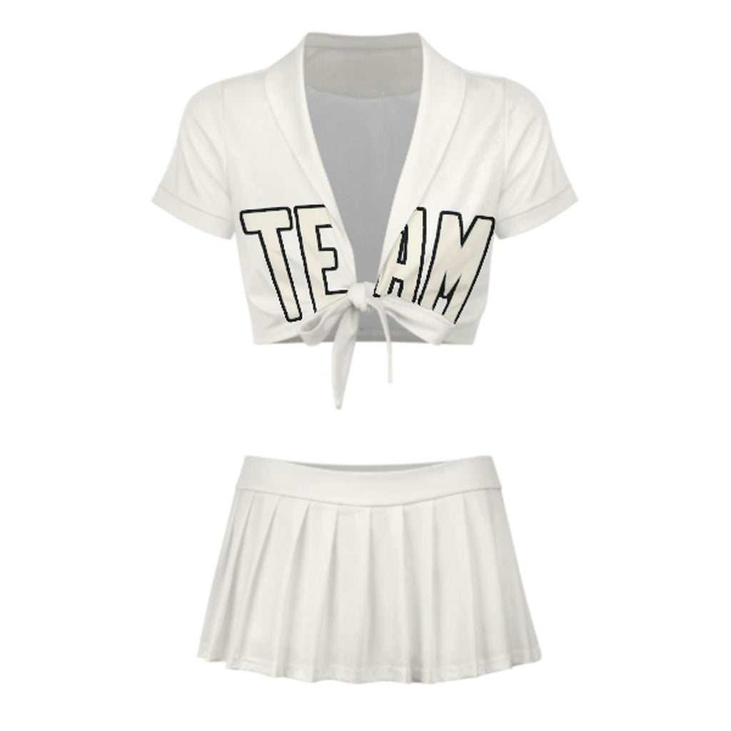 Custom White Cream Cheerleading Uniform Set