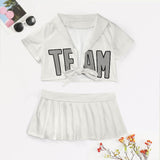 Custom White Gray Cheerleading Uniform Set