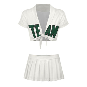 Custom White Green Cheerleading Uniform Set