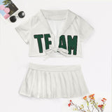 Custom White Green Cheerleading Uniform Set