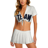 Custom White Navy Cheerleading Uniform Set
