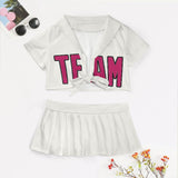 Custom White Pink Cheerleading Uniform Set