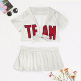 Custom White Red Cheerleading Uniform Set