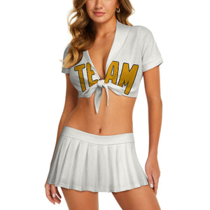 Custom White Yellow Cheerleading Uniform Set