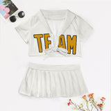 Custom White Yellow Cheerleading Uniform Set