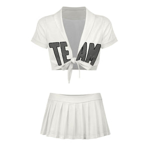 Custom White Dark Grey Cheerleading Uniform Set