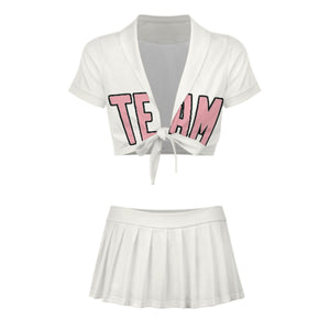 Custom White Light Pink Cheerleading Uniform Set