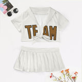 Custom White Khaki Cheerleading Uniform Set