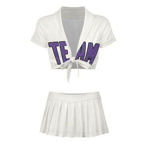 Custom White Light Purple Cheerleading Uniform Set