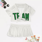 Custom White Emerald Green Cheerleading Uniform Set