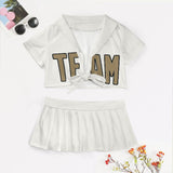 Custom White Light Khaki Cheerleading Uniform Set