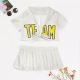 Custom White Light Yellow Cheerleading Uniform Set