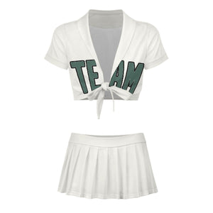 Custom White Blue Green Cheerleading Uniform Set