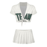 Custom White Blue Green Cheerleading Uniform Set