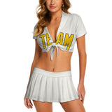 Custom White Gold Cheerleading Uniform Set
