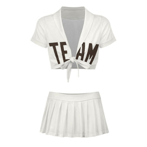 Custom White Brown Cheerleading Uniform Set