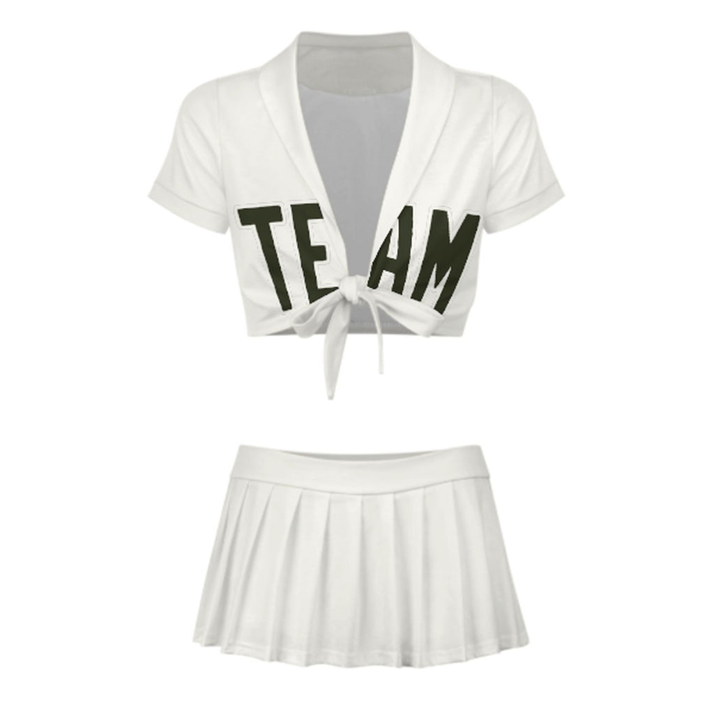 Custom White Olive Cheerleading Uniform Set