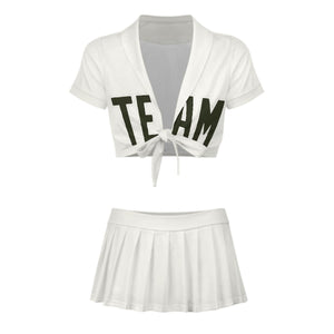 Custom White Olive Cheerleading Uniform Set