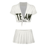 Custom White Olive Cheerleading Uniform Set