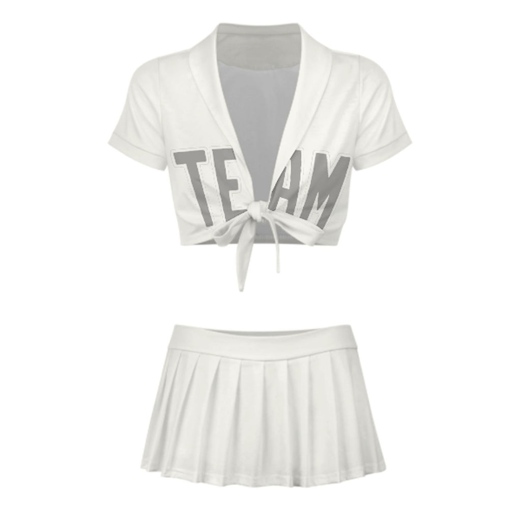 Custom White Gray Cheerleading Uniform Set