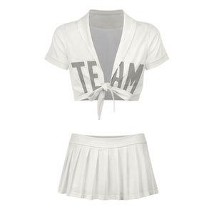 Custom White Gray Cheerleading Uniform Set