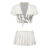 Custom White Gray Cheerleading Uniform Set