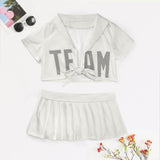 Custom White Gray Cheerleading Uniform Set