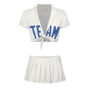 Custom White Sky Blue Cheerleading Uniform Set