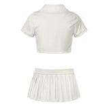 Custom White Orange Red Cheerleading Uniform Set