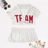 Custom White Red Cheerleading Uniform Set