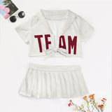 Custom White Crimson Red Cheerleading Uniform Set
