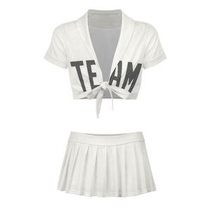 Custom White Dark Grey Cheerleading Uniform Set