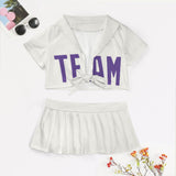 Custom White Light Purple Cheerleading Uniform Set