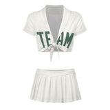Custom White Blue Green Cheerleading Uniform Set