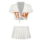 Custom White Orange Cheerleading Uniform Set