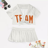 Custom White Orange Cheerleading Uniform Set