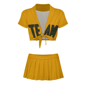Custom Yellow Olive Cheerleading Uniform Set