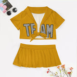Custom Yellow Gray Cheerleading Uniform Set