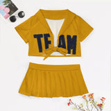 Custom Yellow Navy Cheerleading Uniform Set