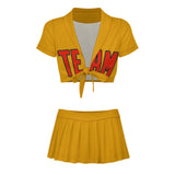 Custom Yellow Orange Red Cheerleading Uniform Set