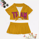 Custom Yellow Pink Cheerleading Uniform Set